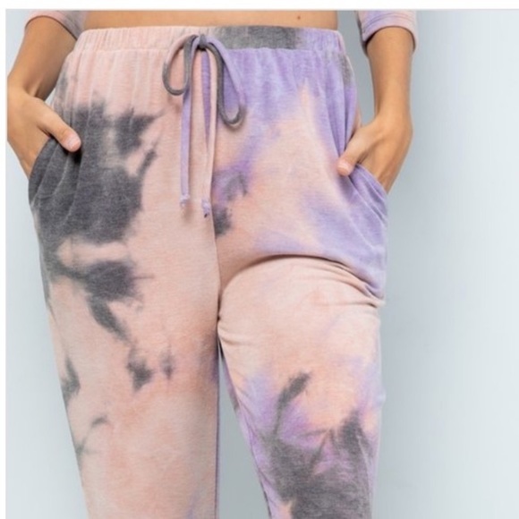 🌪MAUVE CHARCOAL FRENCH TERRY JOGGERS - Picture 4 of 6